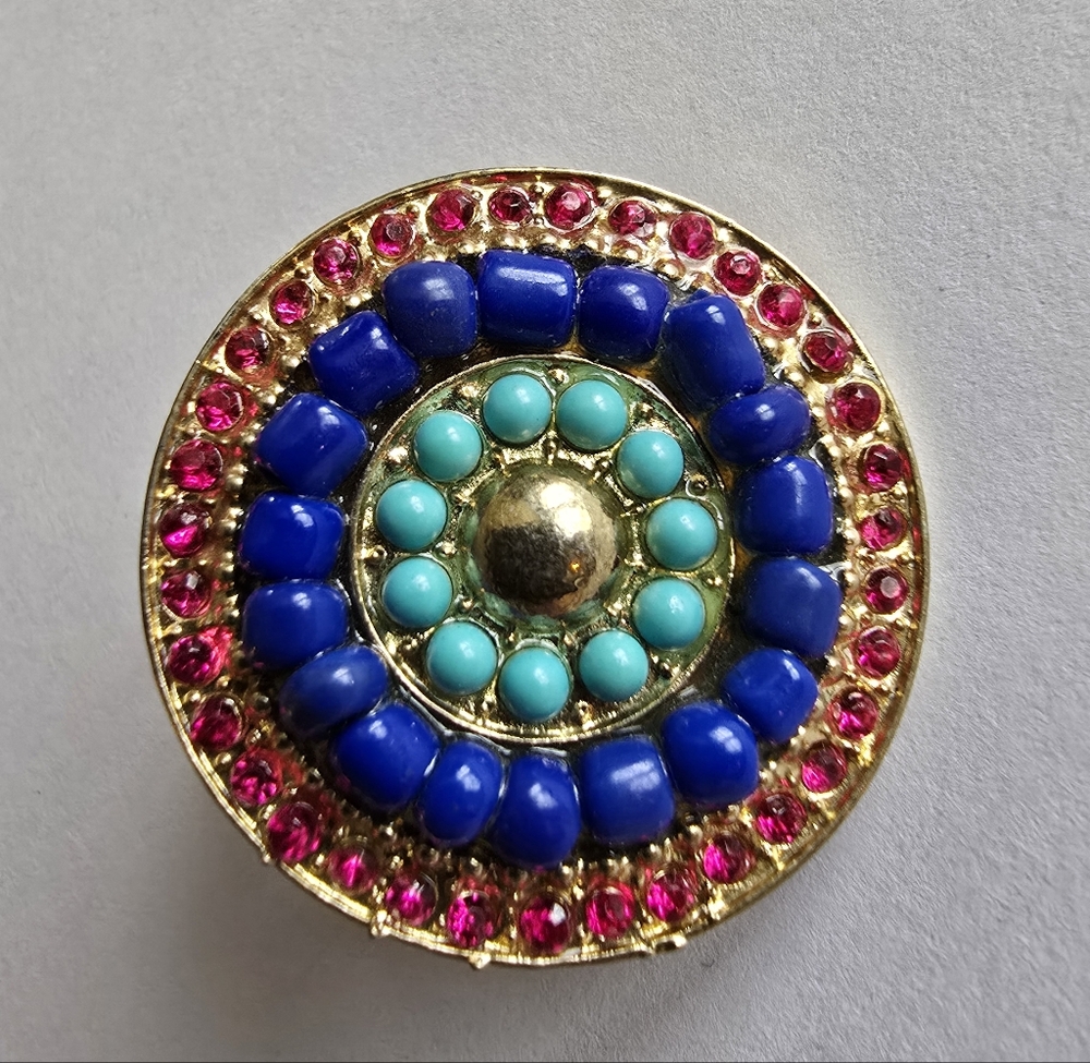 Ring colorful circle gold tone stretch adjustable chunky oversized